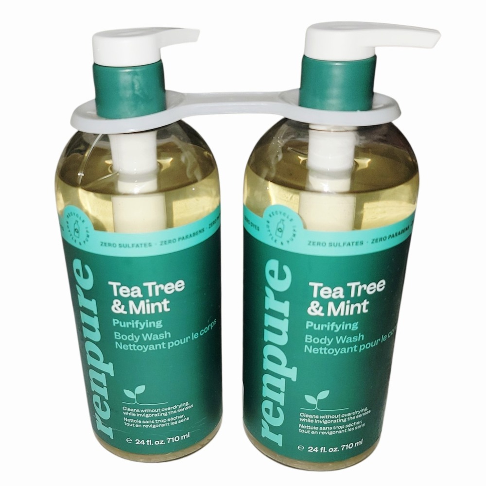 Renpure Tea Tree & Mint Purifying Body Wash 24oz Each Lot of 2 Sulfate Free